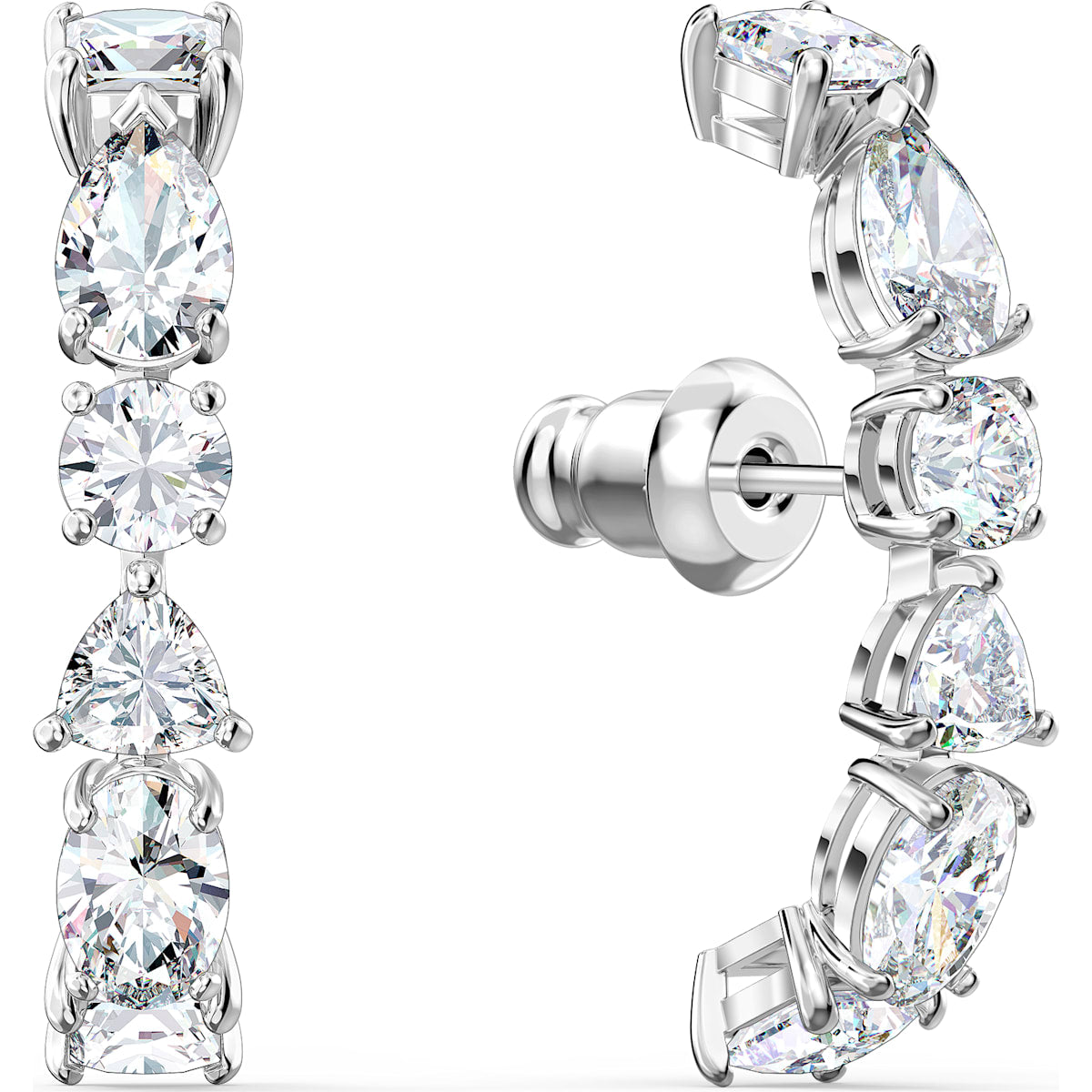 Swarovski - Tennis Deluxe Ohrspangen, Kristalle in einem Mix aus Schliffen, Rhodiniert - CRYSTAL UNTERBERGER