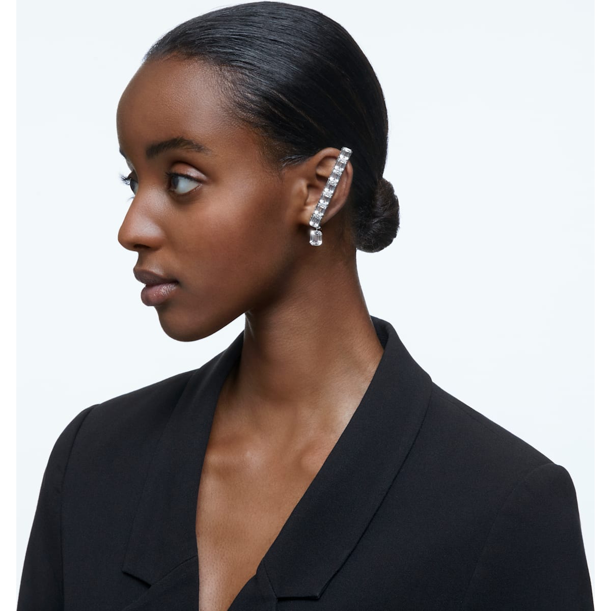 Swarovski - Millenia Ear Cuff, Einzel, Kristall im Oktagon-Schliff, Weiss, Rhodiniert - CRYSTAL UNTERBERGER