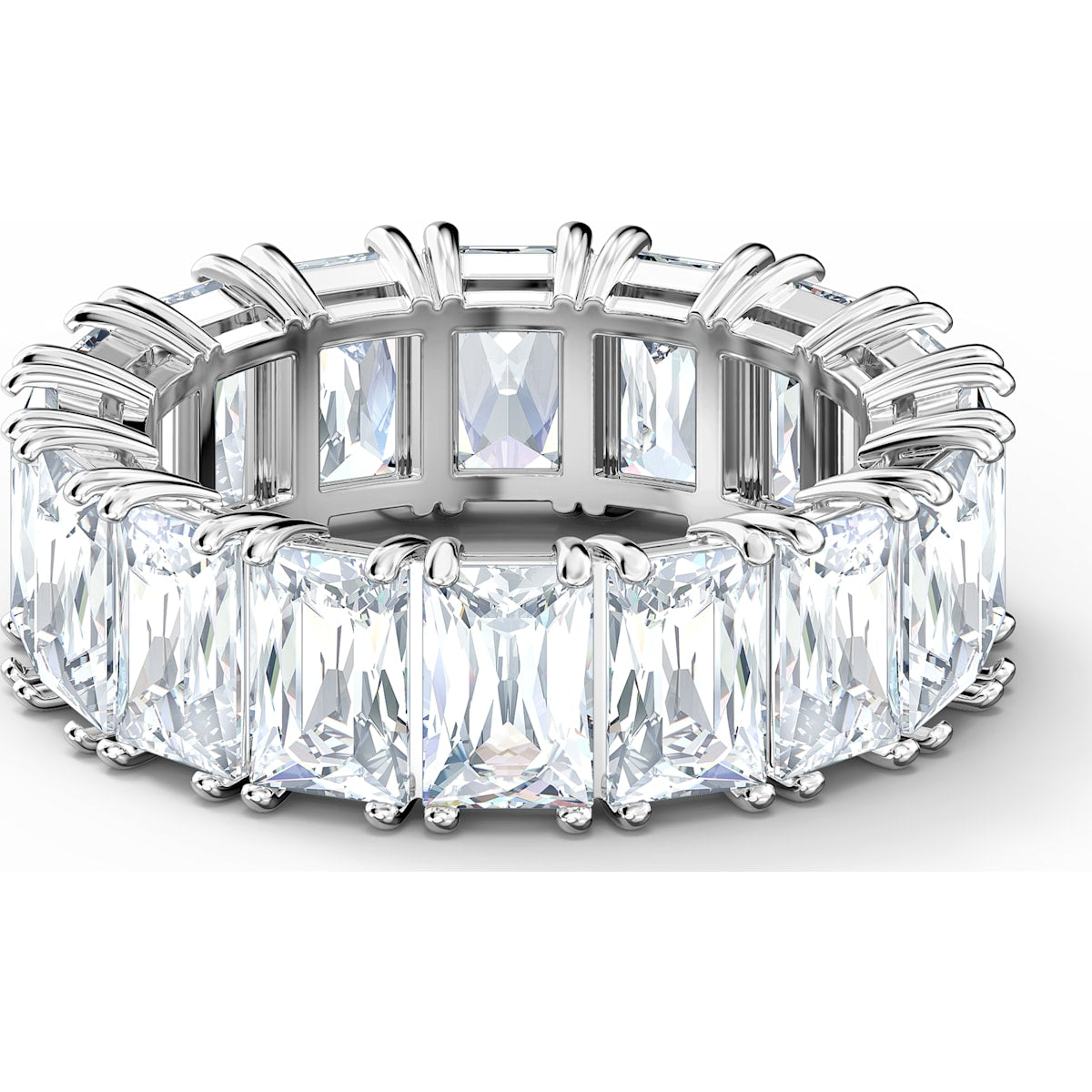 Swarovski - Vittore Breiter Ring, Weiss, Rhodiniert - CRYSTAL UNTERBERGER