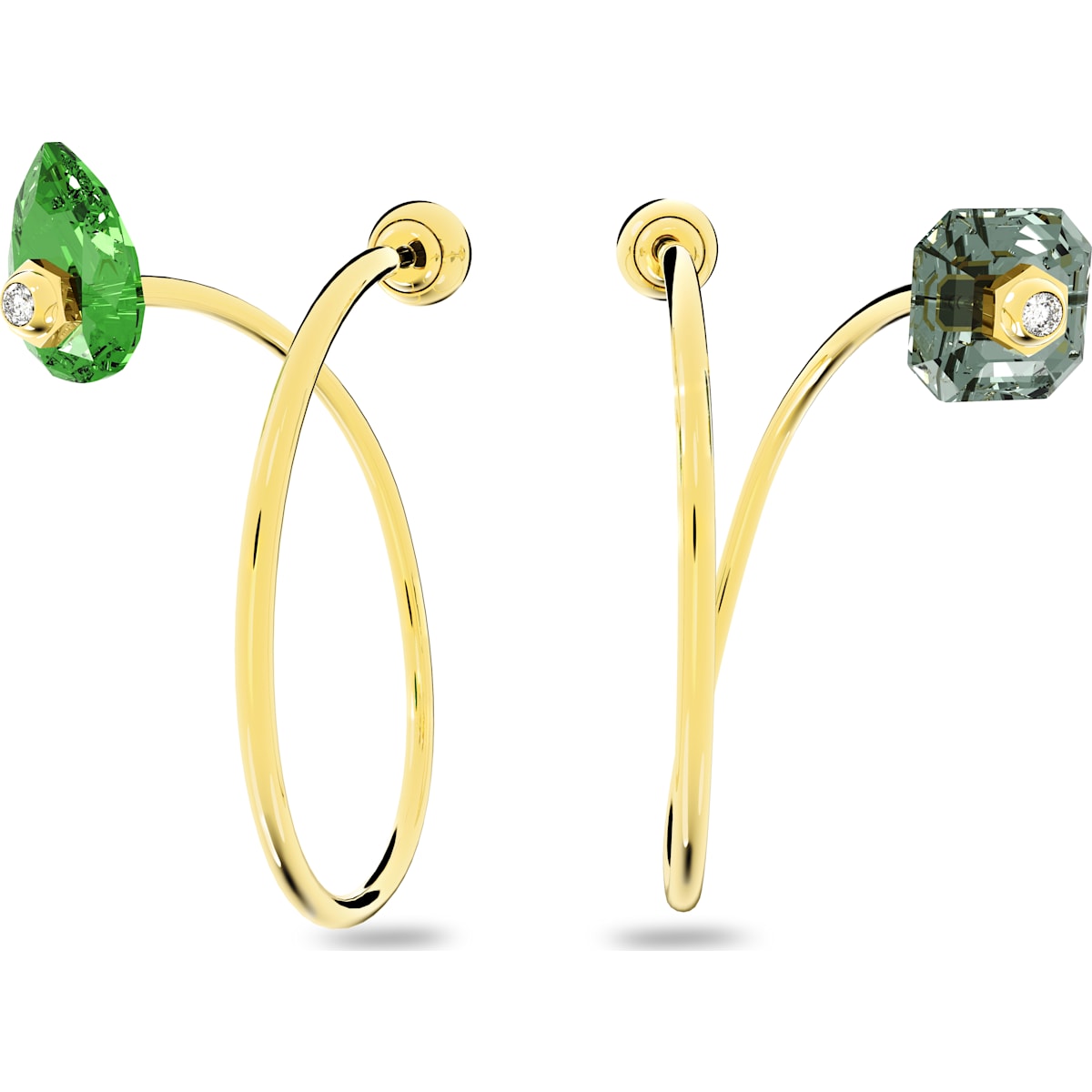 Swarovski - Numina Ohrringe, Asymmetrisch, Groß, Mehrfarbig, Goldlegierungsschicht - CRYSTAL UNTERBERGER