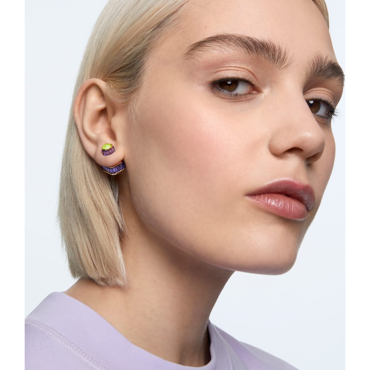 Swarovski - Orbita Ohrstecker, Einzel, Kristall im Oktagon-Schliff, Mehrfarbig, Goldlegierungsschicht - CRYSTAL UNTERBERGER