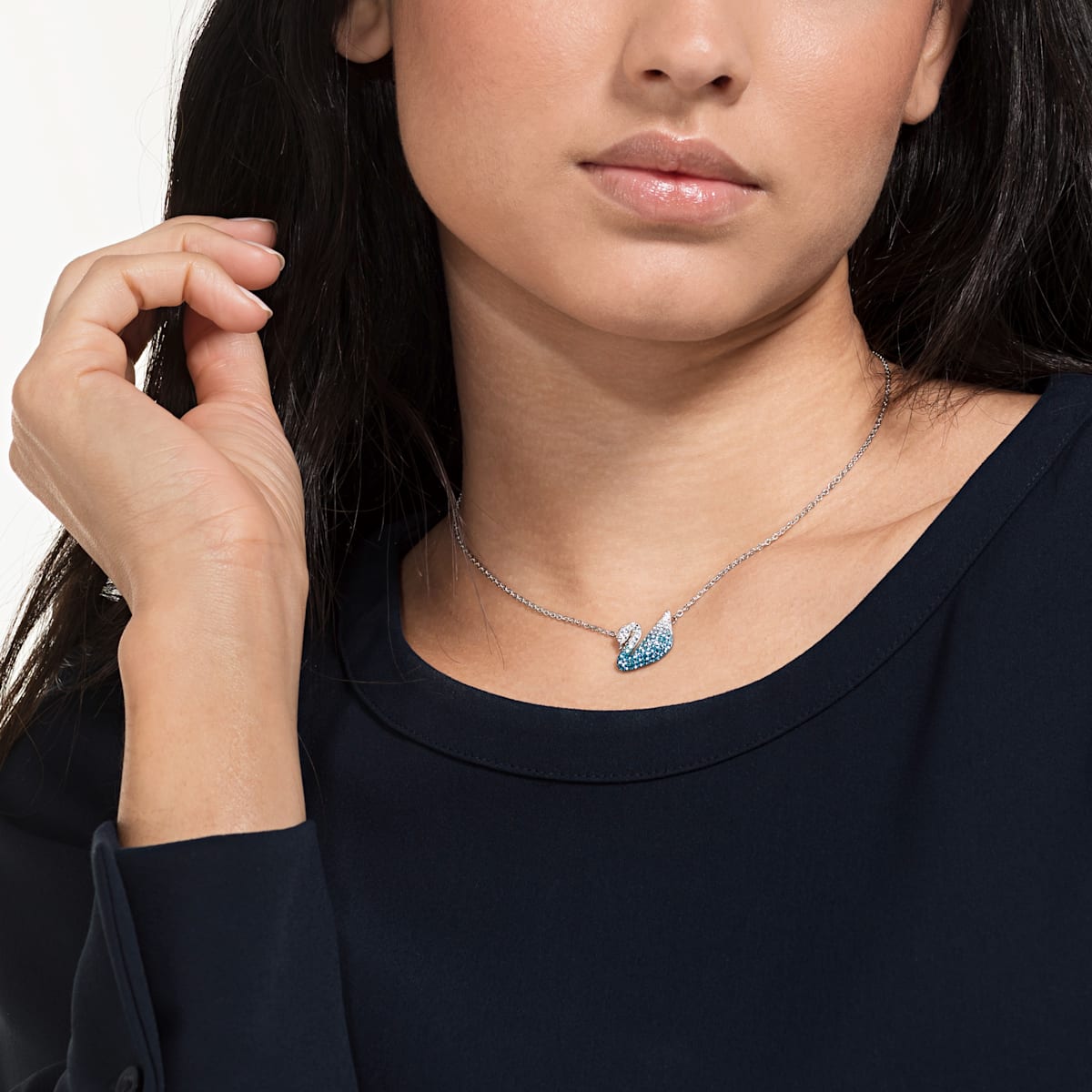 Swarovski - Swarovski Iconic Swan Anhänger, Schwan, Blau, Rhodiniert - CRYSTAL UNTERBERGER