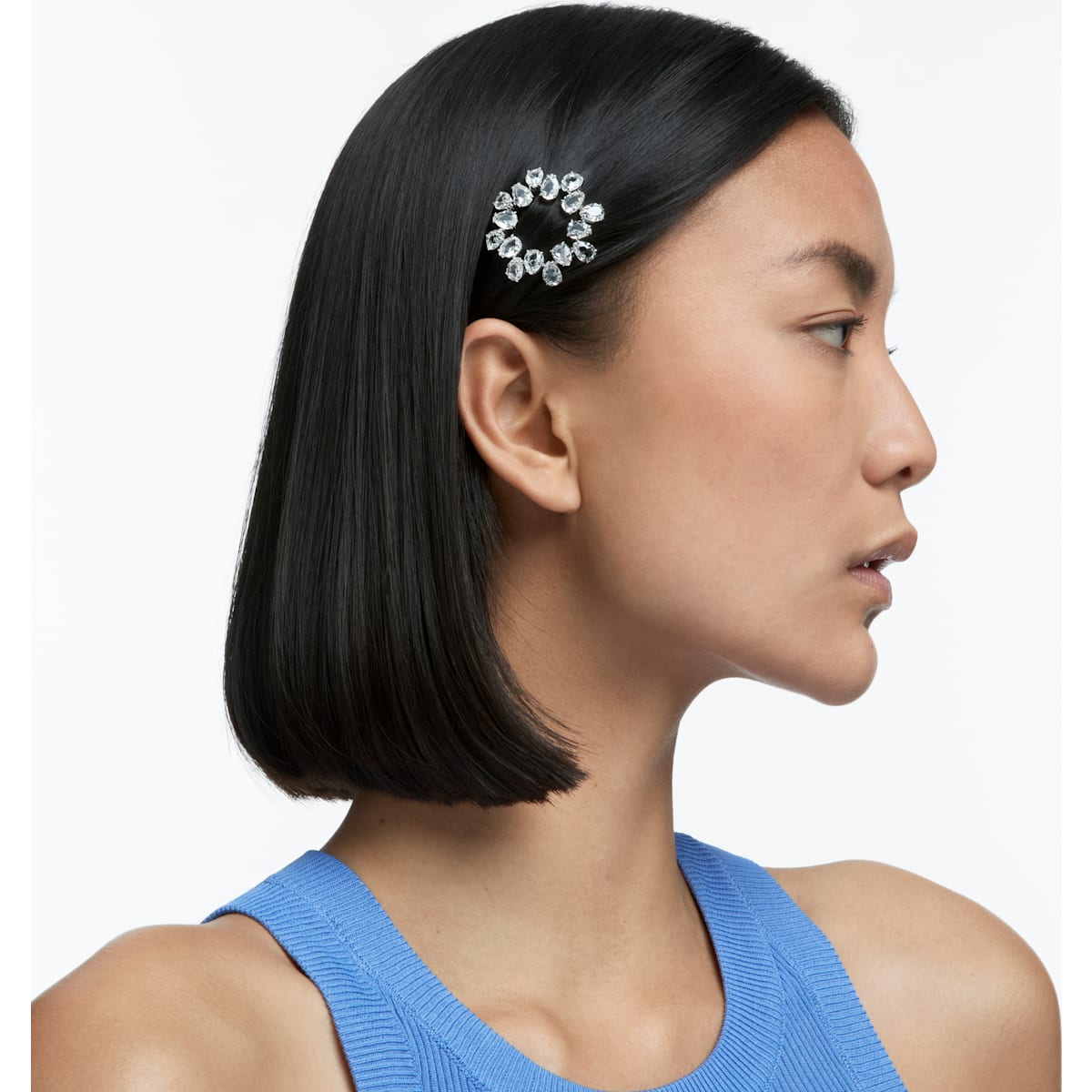Swarovski - MIL00 Haarclip, Kristalle im Tropfenschliff, Weißer, Rhodiniert - CRYSTAL UNTERBERGER