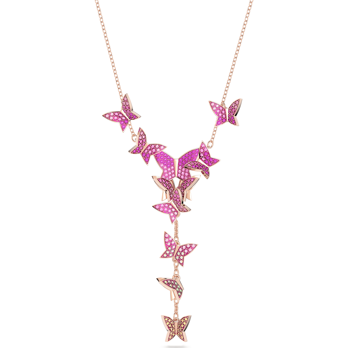 Swarovski - Lilia Y-Halskette Schmetterling, Weiß, Rhodiniert - CRYSTAL UNTERBERGER