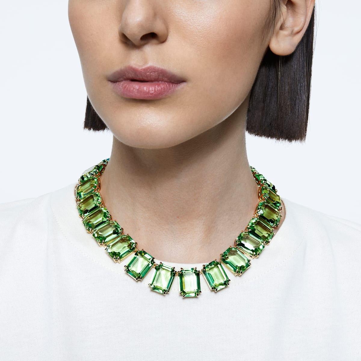 Swarovski - Millenia Halskette, Kristalle mit Oktagon-Schliff, Grün, Goldlegierungsschicht - CRYSTAL UNTERBERGER