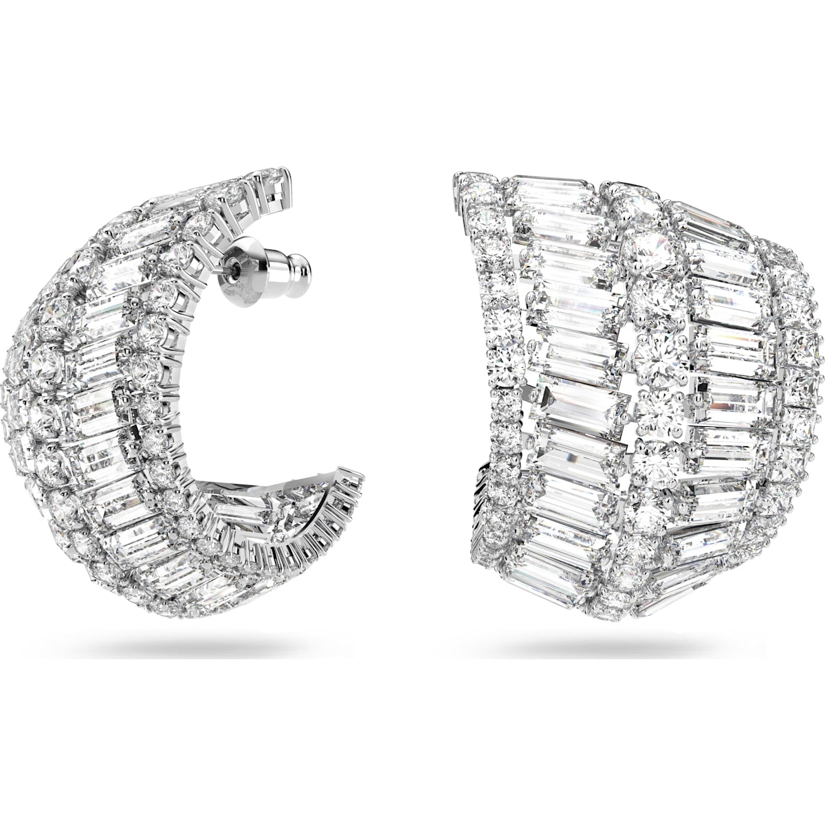 Swarovski - Hyperbola Ohrringe, Groß, Weiss, Rhodiniert - CRYSTAL UNTERBERGER