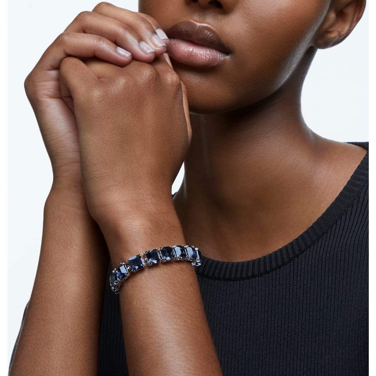 Swarovski - Millenia Armband, Kristalle im Quadrat-Schliff, Grau - CRYSTAL UNTERBERGER