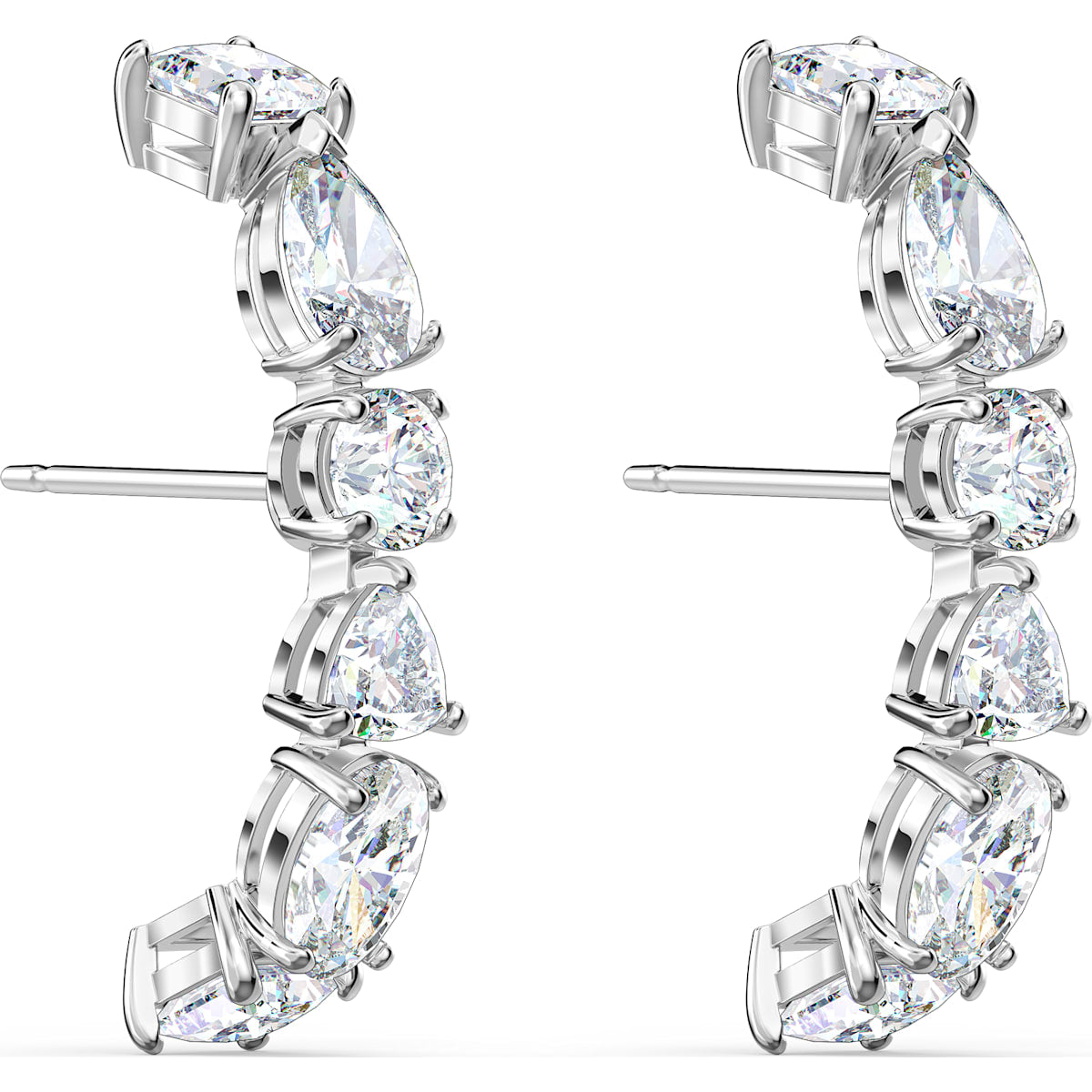 Swarovski - Tennis Deluxe Ohrspangen, Kristalle in einem Mix aus Schliffen, Rhodiniert - CRYSTAL UNTERBERGER