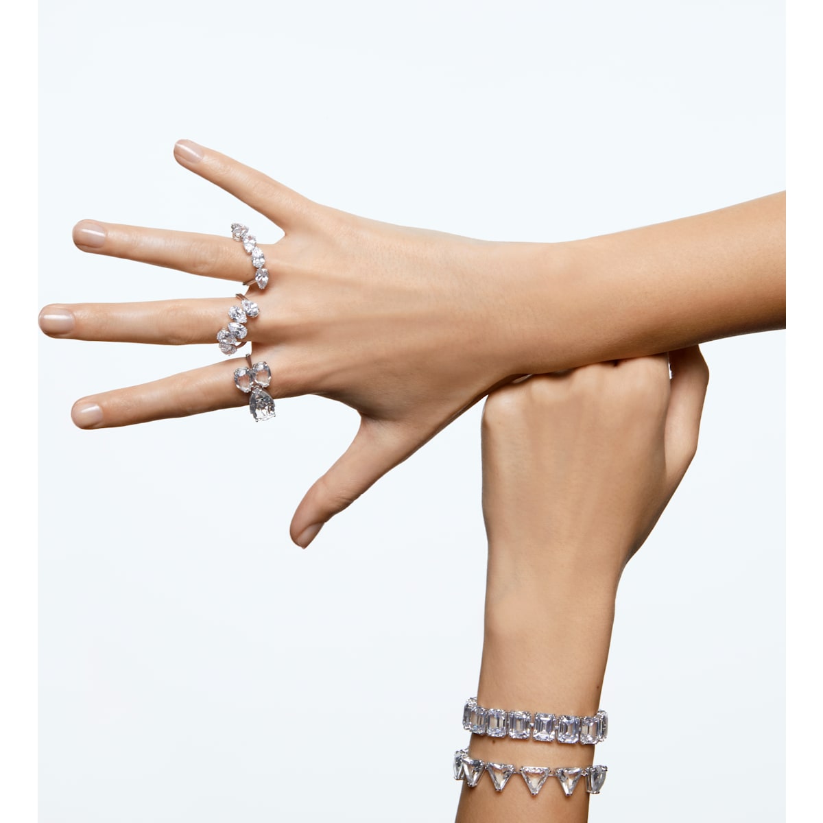 Swarovski - Millenia Ring, Set (2), Weiss, Rhodiniert - CRYSTAL UNTERBERGER