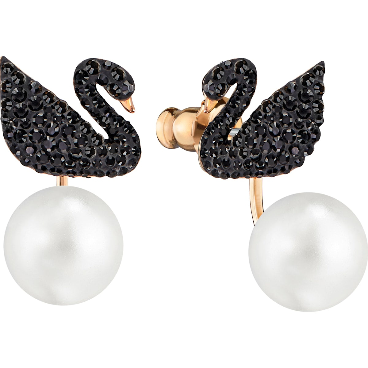 Swarovski - SS ICONIC SWAN:OHRSTECKER JCKT JET/CRY/R - CRYSTAL UNTERBERGER