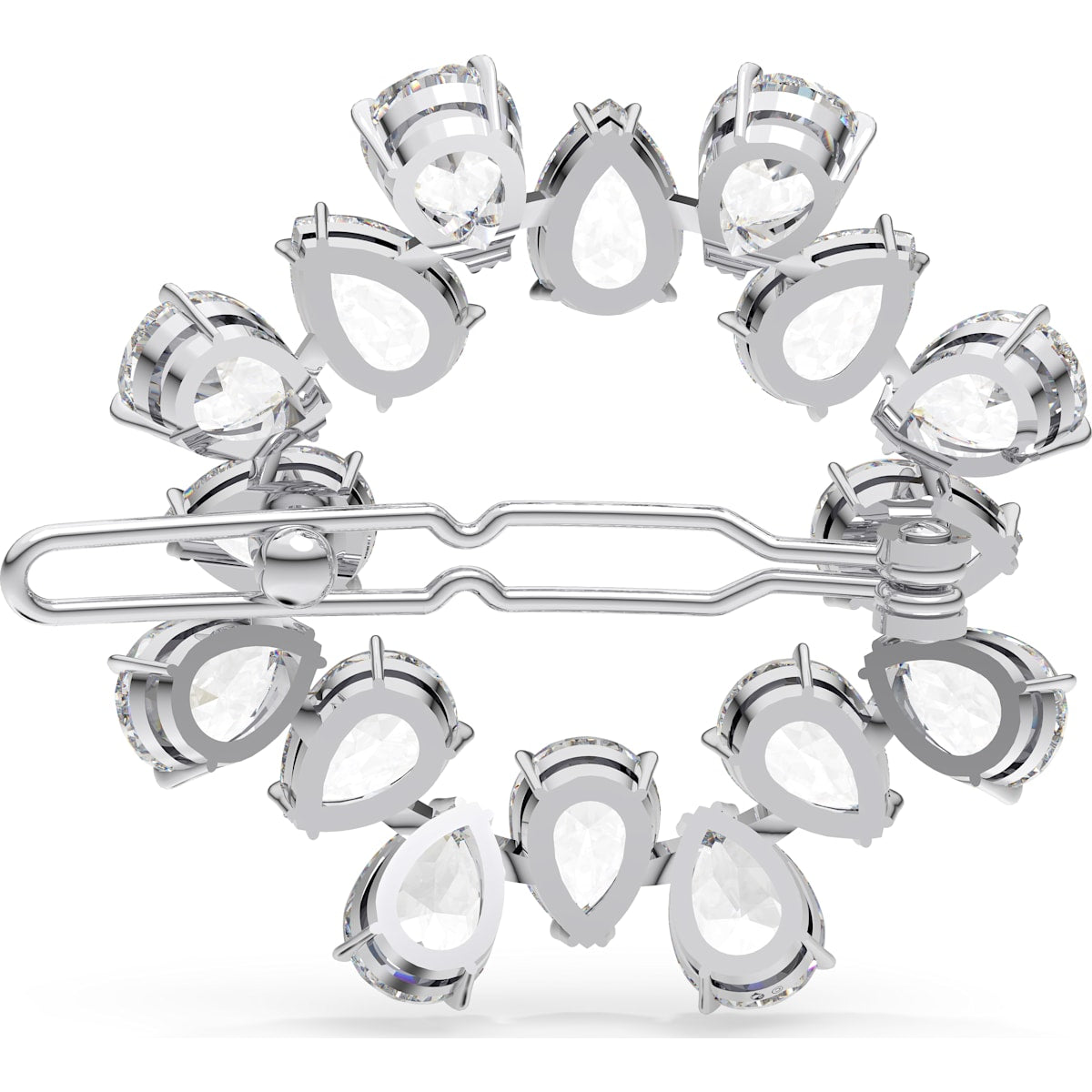 Swarovski - MIL00 Haarclip, Kristalle im Tropfenschliff, Weißer, Rhodiniert - CRYSTAL UNTERBERGER