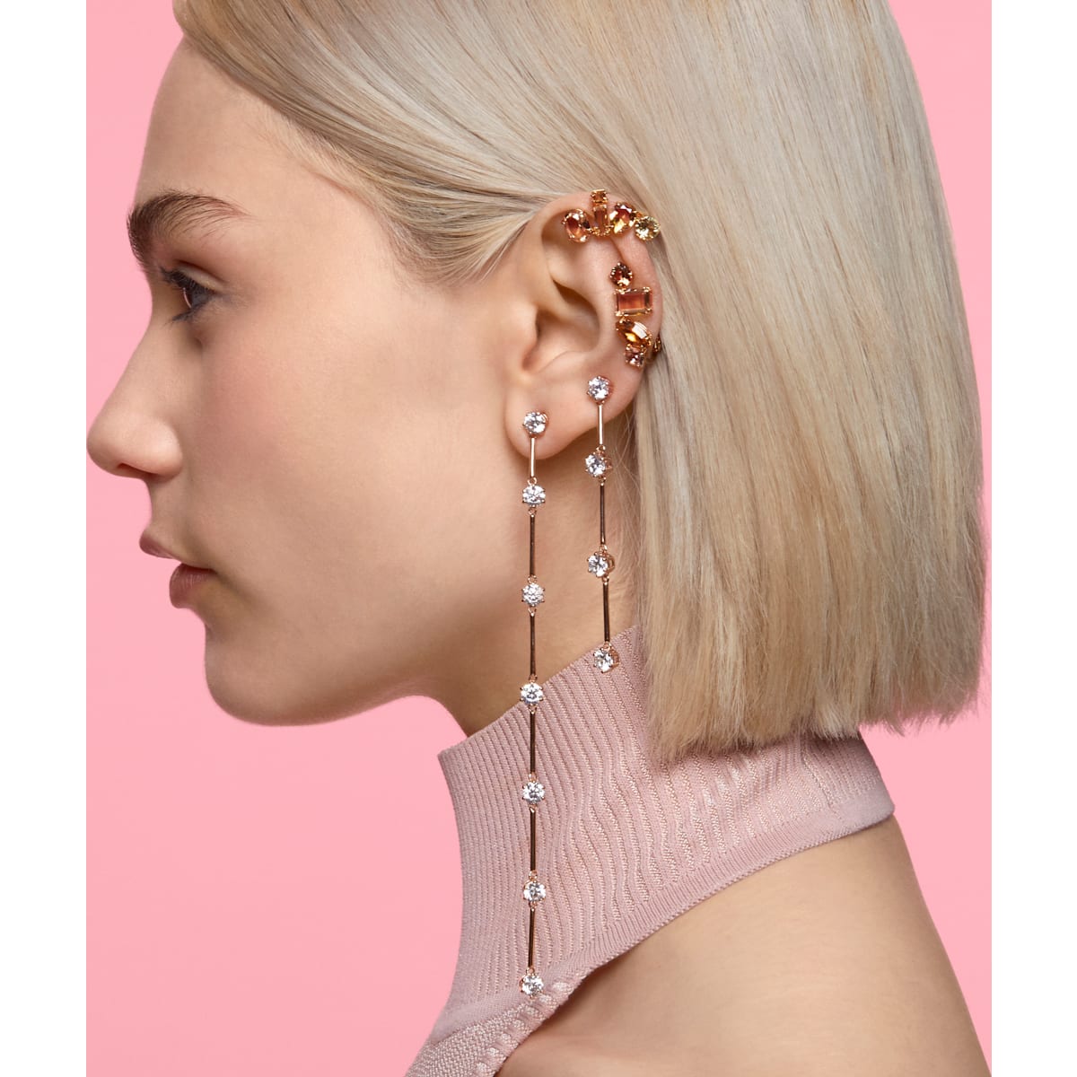 Swarovski - Gema Ohrclip, Einzel, Set, Weiss, Goldlegierungsschicht - CRYSTAL UNTERBERGER