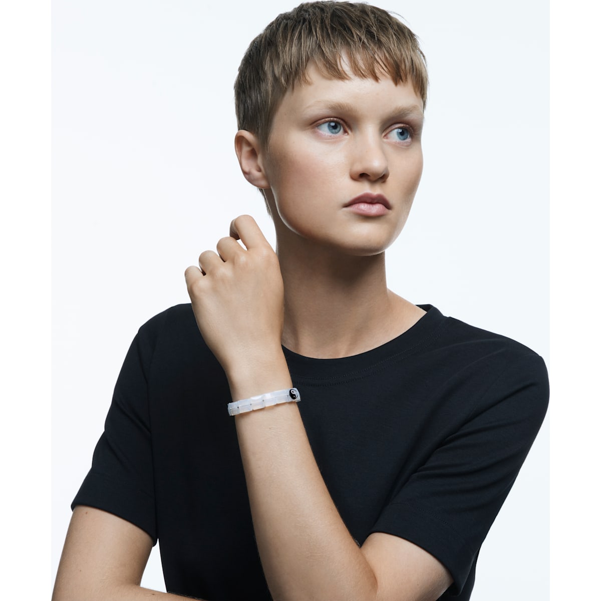 Swarovski - Letra Armband, Yin Yang, Weiss, Rhodiniert - CRYSTAL UNTERBERGER
