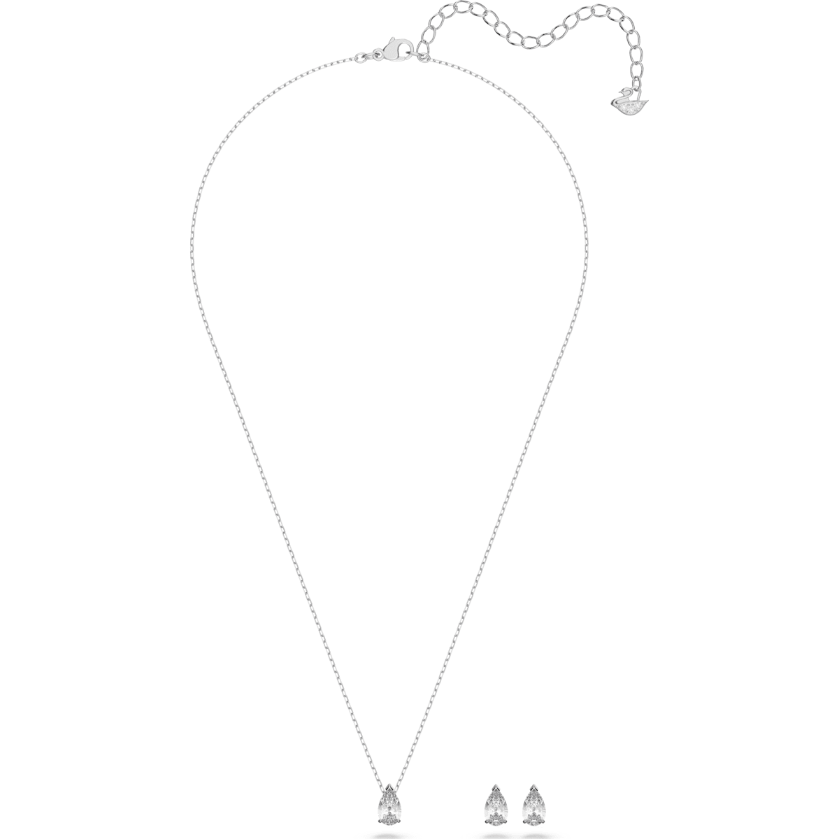 Swarovski - Attract Set, Kristall im Tropfenschliff, Weiss, Rhodiniert - CRYSTAL UNTERBERGER