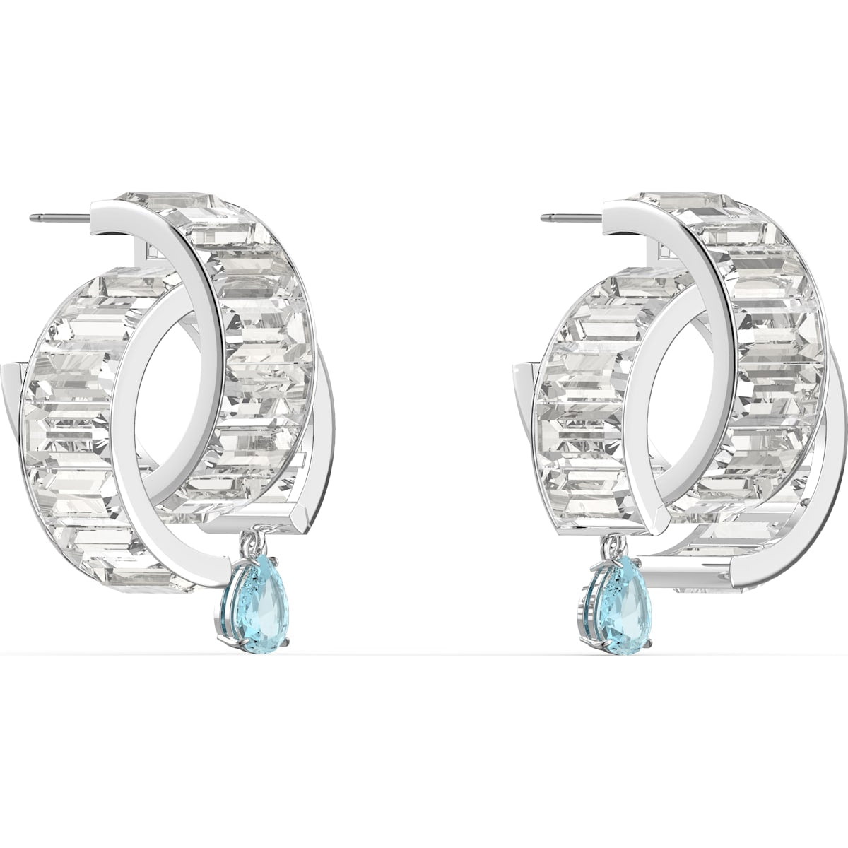 Swarovski - Matrix Ohrringe, Blau, Rhodiniert - CRYSTAL UNTERBERGER