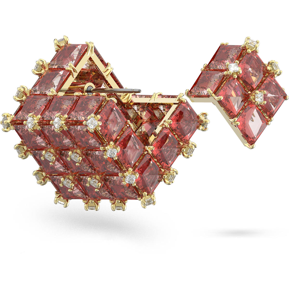 Swarovski - Curiosa Ohrstecker, Einzel, Quadrat, Orange, Goldlegierungsschicht - CRYSTAL UNTERBERGER