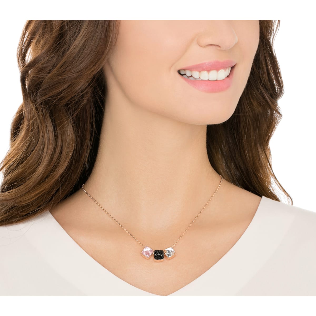 Swarovski - Glance Halskette, Mehrfarbig, Rosegold-Legierungsschicht - CRYSTAL UNTERBERGER