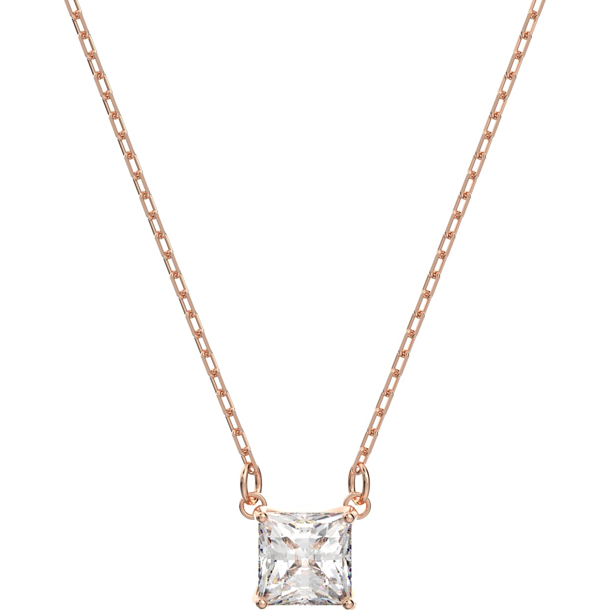 Swarovski - Attract Halskette, Quadrat, Weiss, Rhodiniert - CRYSTAL UNTERBERGER