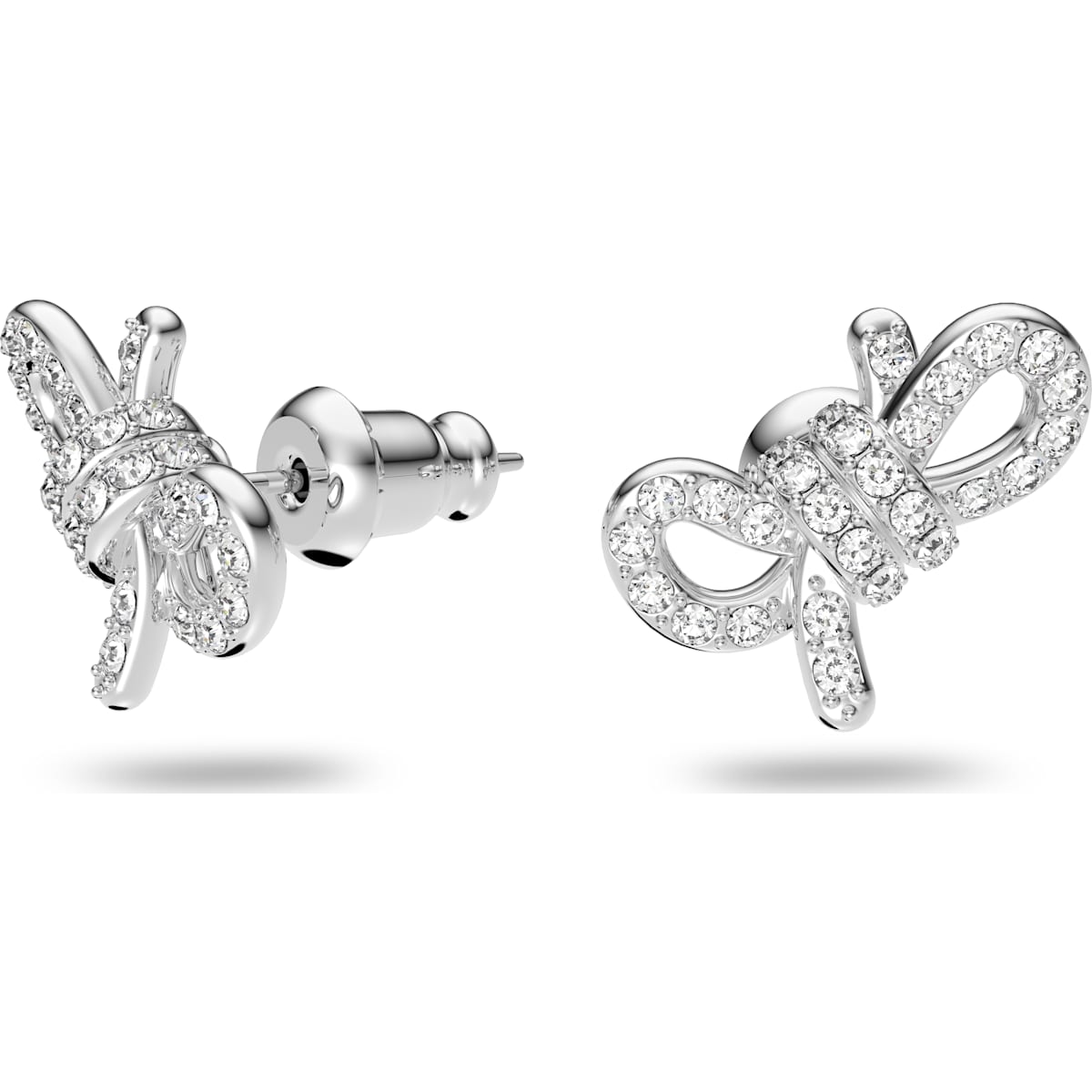 Swarovski - Lifelong Bow Ohrringe, Weiss, Rhodiniert - CRYSTAL UNTERBERGER
