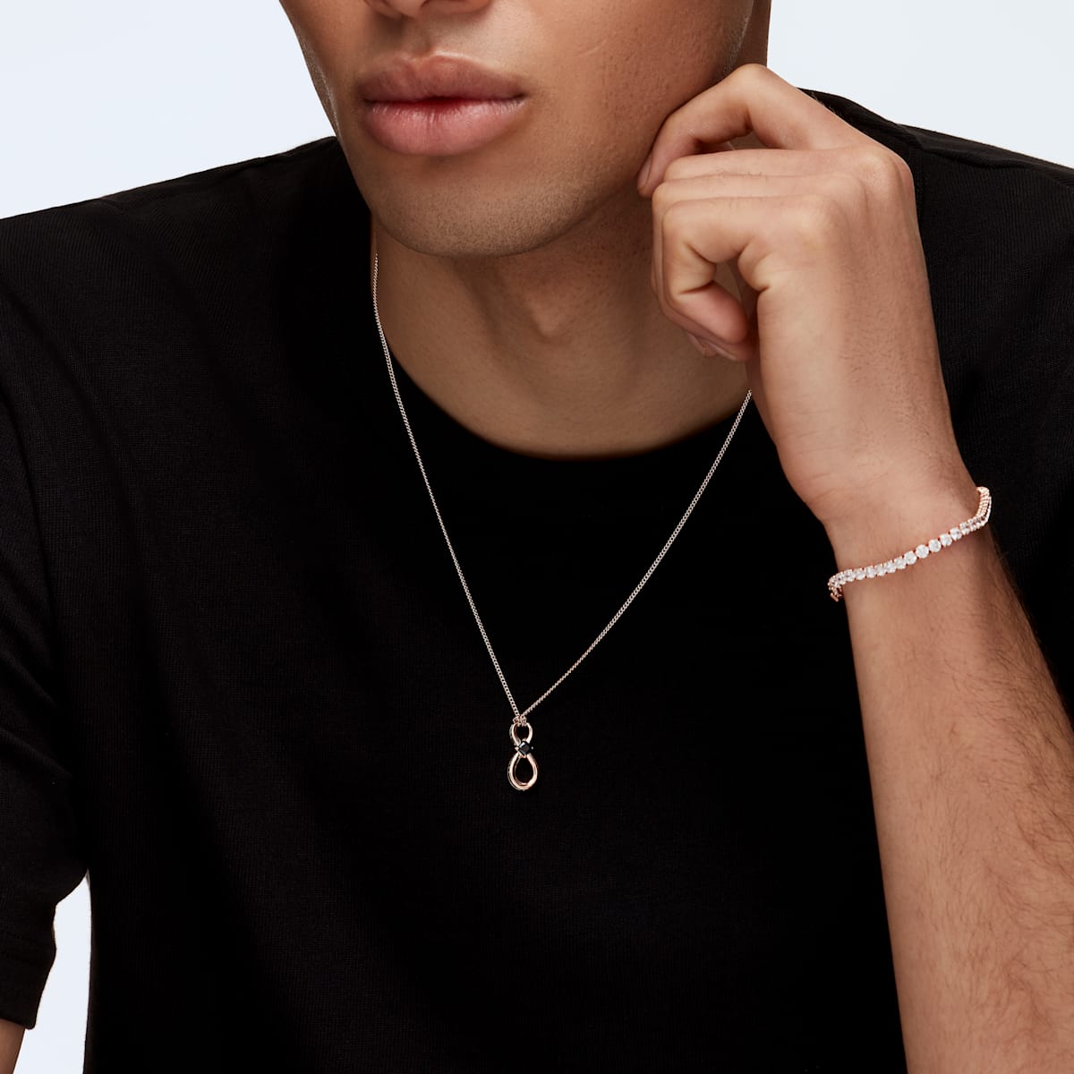 Swarovski - Tennis Deluxe Armband, Kristalle im Rundschliff, Weiß, Rosegold-Legierungsschicht - CRYSTAL UNTERBERGER