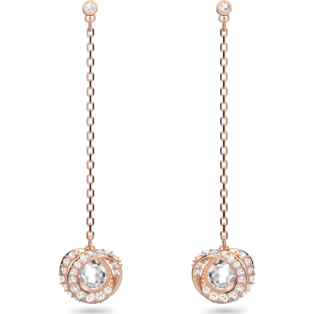 Swarovski - Generation Drop-Ohrhänger Lang, Weiß, Goldlegierungsschicht - CRYSTAL UNTERBERGER