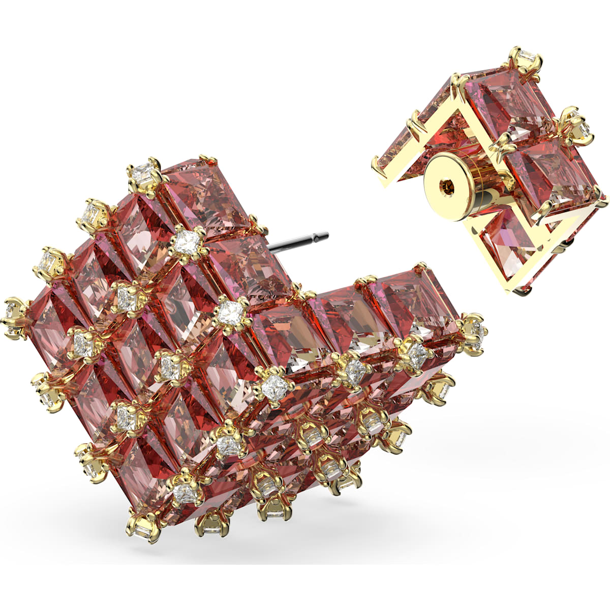 Swarovski - Curiosa Ohrstecker, Einzel, Quadrat, Orange, Goldlegierungsschicht - CRYSTAL UNTERBERGER