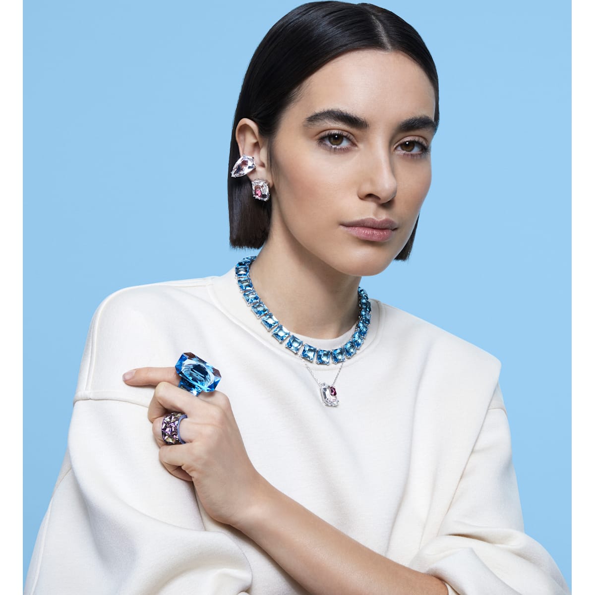 Swarovski - Chroma Ohrstecker, Rosa, Rhodiniert - CRYSTAL UNTERBERGER