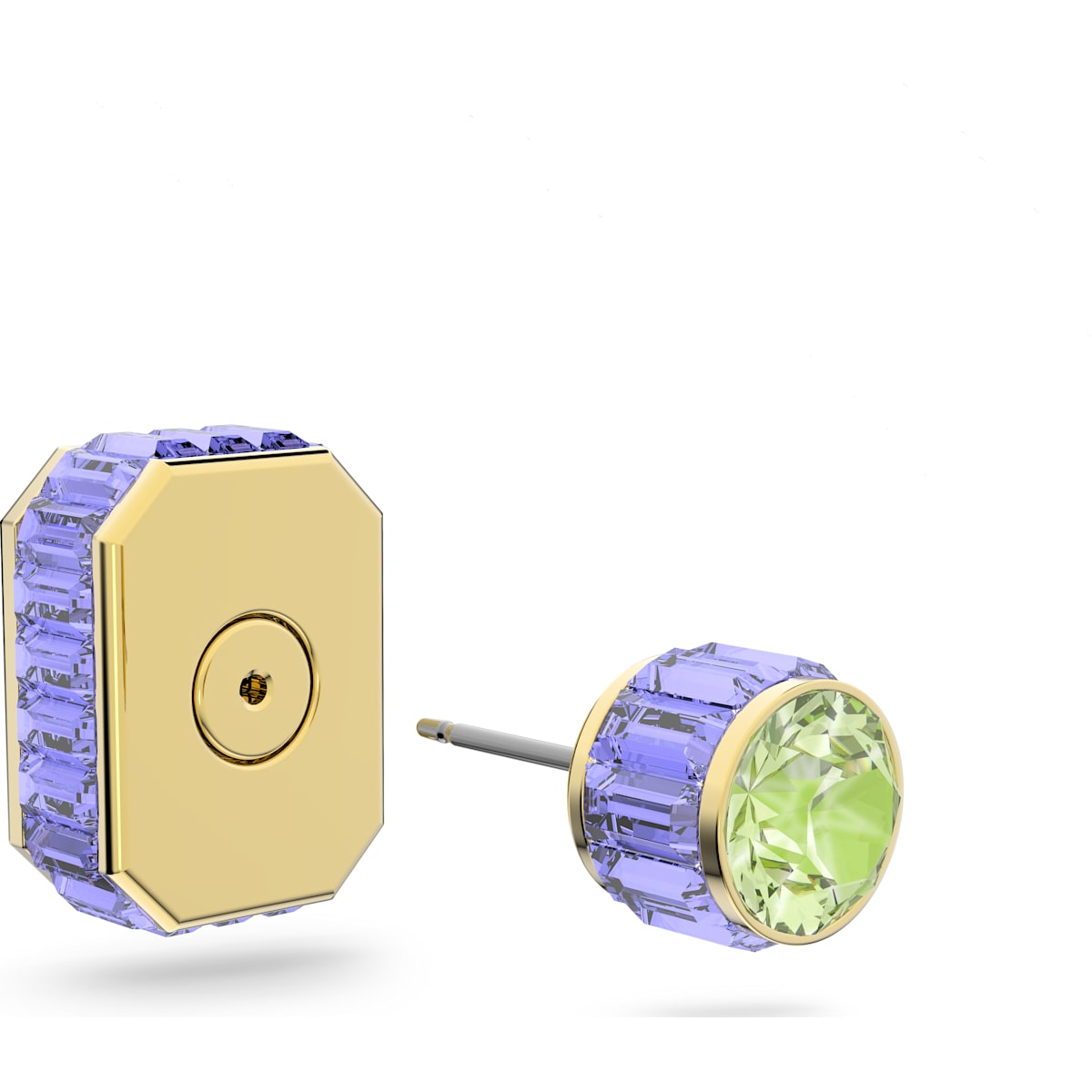 Swarovski - Orbita Ohrstecker, Einzel, Kristall im Oktagon-Schliff, Mehrfarbig, Goldlegierungsschicht - CRYSTAL UNTERBERGER