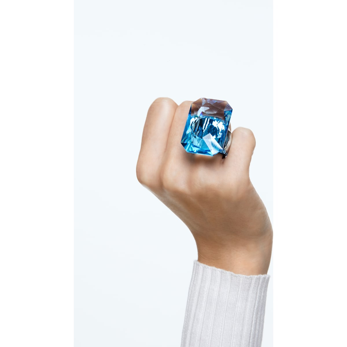 Swarovski - Lucent Cocktail Ring, Übergroßer Kristall, Blau - CRYSTAL UNTERBERGER