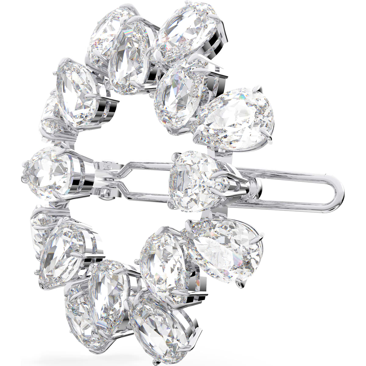 Swarovski - MIL00 Haarclip, Kristalle im Tropfenschliff, Weißer, Rhodiniert - CRYSTAL UNTERBERGER