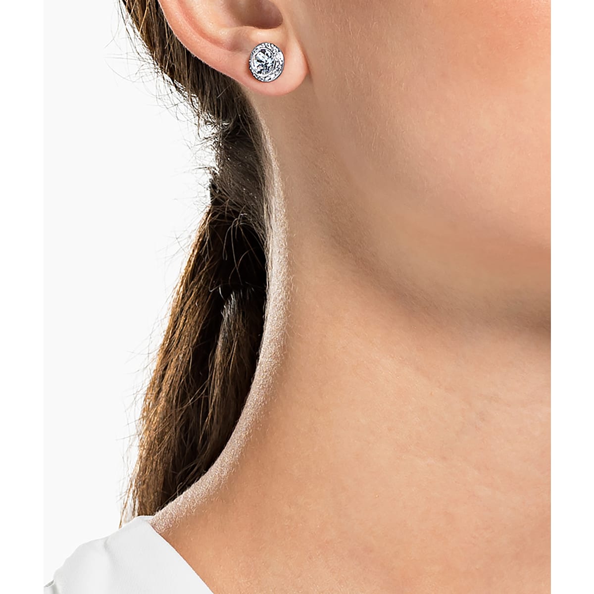 Swarovski - Angelic Ohrstecker, Kristall im Rundschliff, Weiß, Rhodiniert - CRYSTAL UNTERBERGER