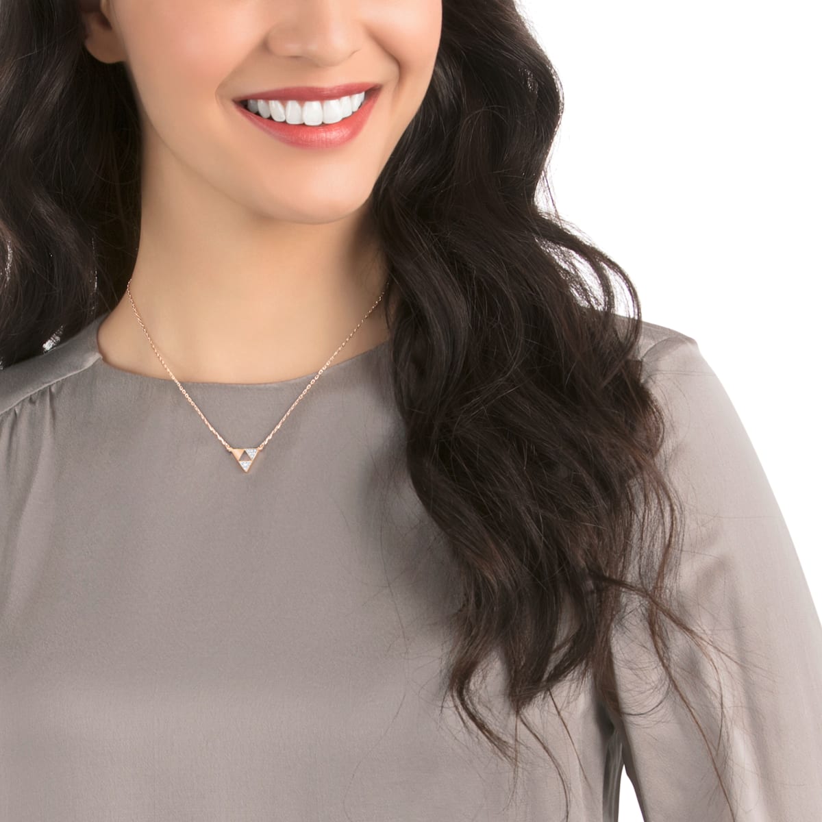 Swarovski - Heroism Halskette, Weiss, Rosegold-Legierungsschicht - CRYSTAL UNTERBERGER