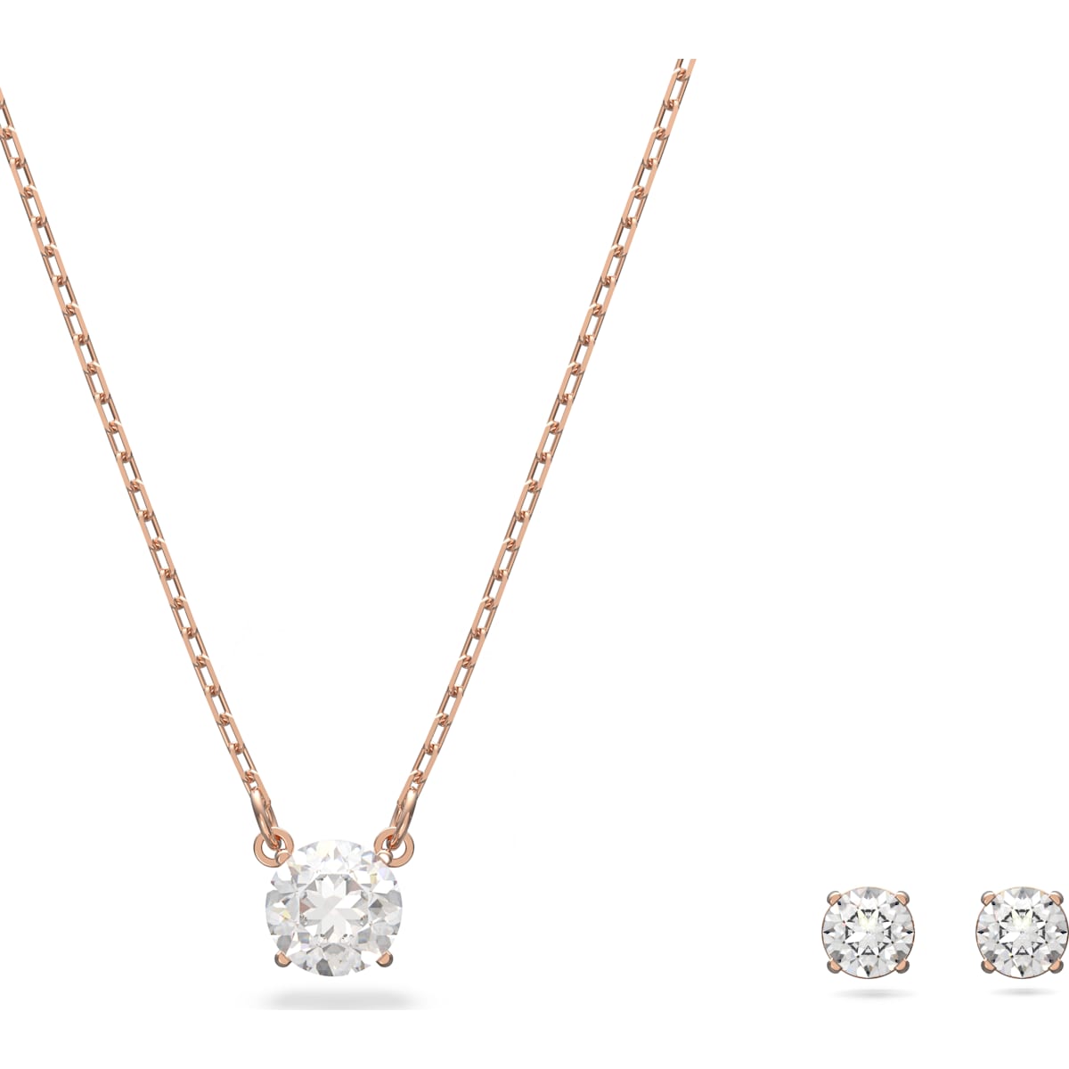 Swarovski - Attract Set, Rund, Weiss, Rhodiniert - CRYSTAL UNTERBERGER