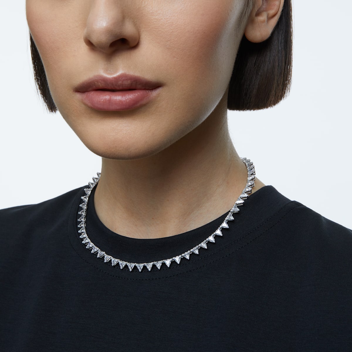Swarovski - Millenia Halskette, Dreieck, Weiss, Rhodiniert - CRYSTAL UNTERBERGER