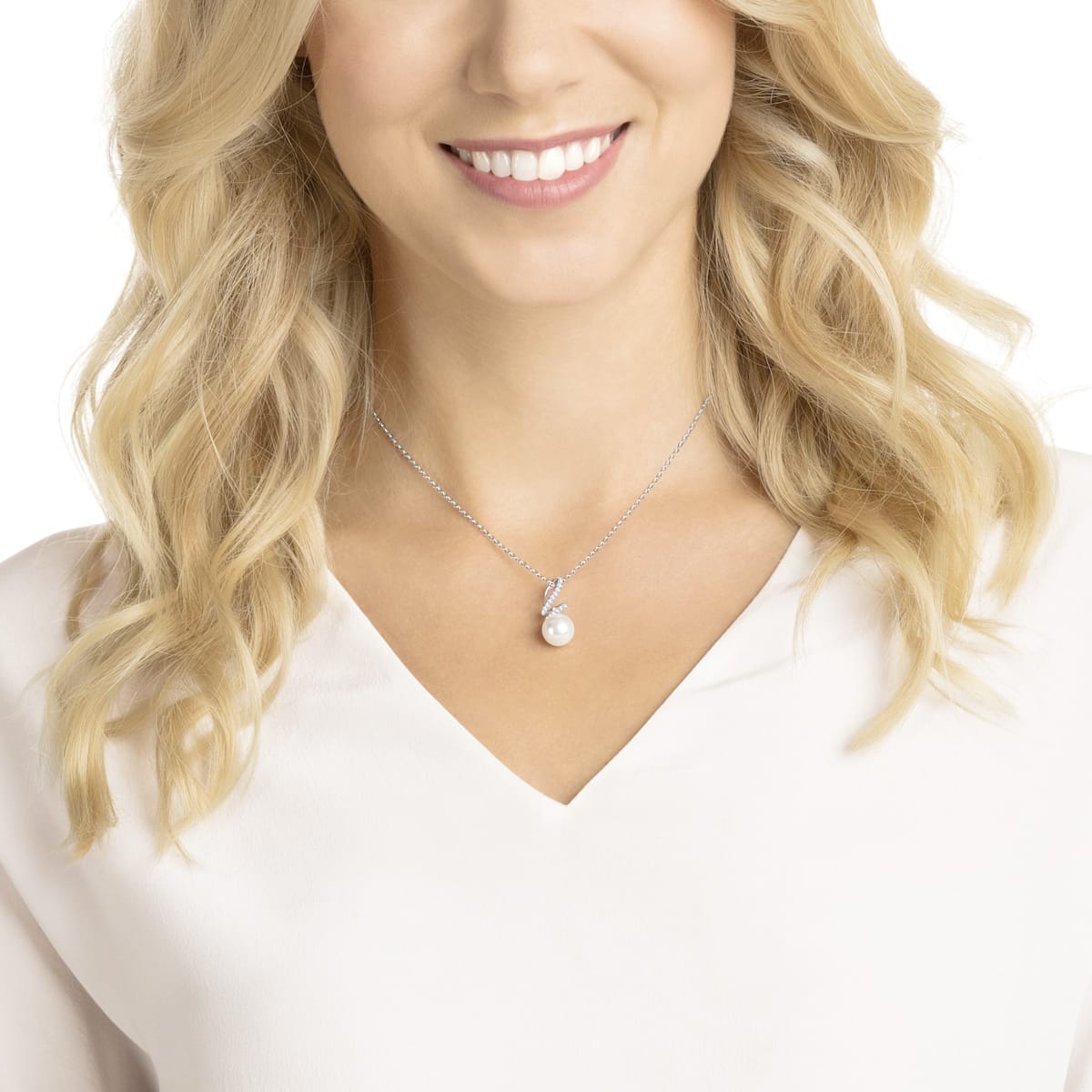 Swarovski - Gabriella Pearl Anhänger, Weiss, Rhodiniert - CRYSTAL UNTERBERGER