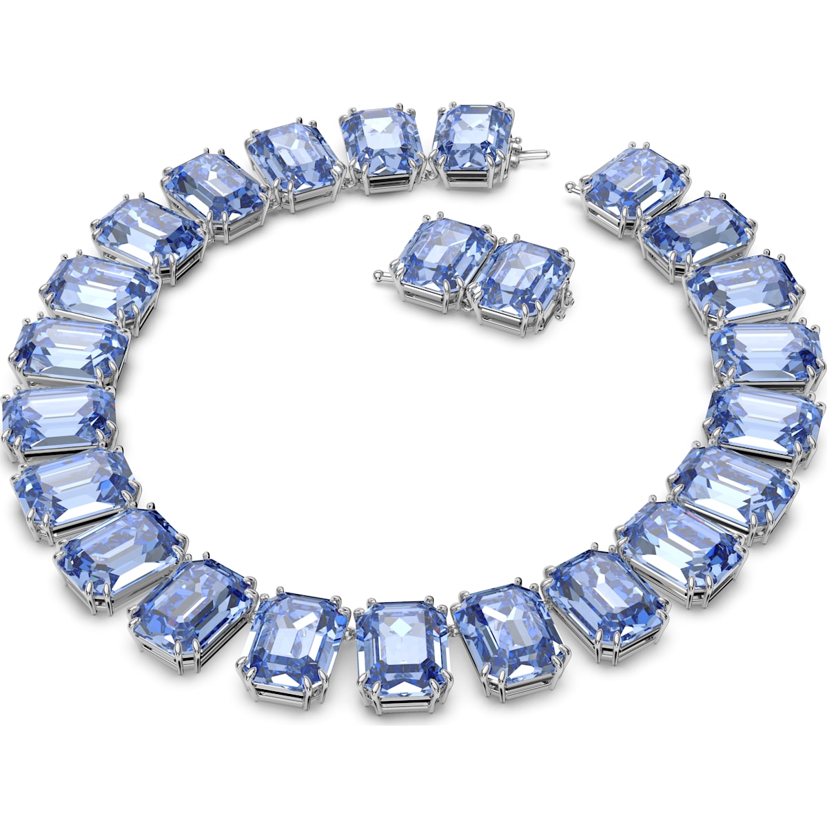 Swarovski - Millenia Halskette, Kristalle mit Oktagon-Schliff, Blau, Rhodiniert - CRYSTAL UNTERBERGER
