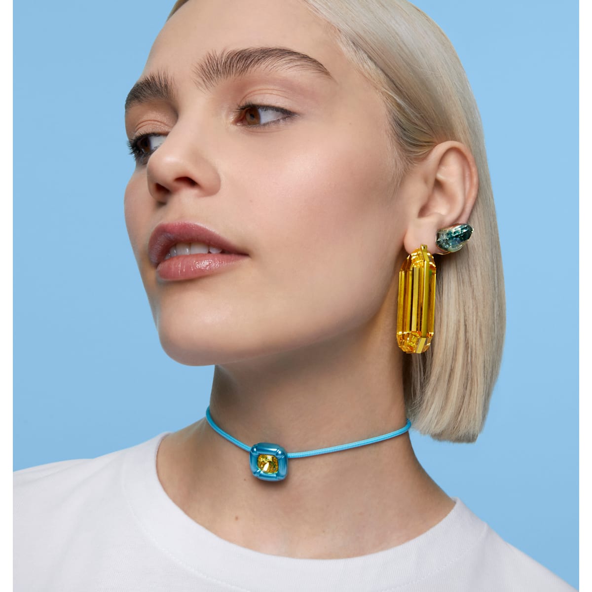 Swarovski - Lucent Ohrstecker, Einzel, Blau, Rhodiniert - CRYSTAL UNTERBERGER