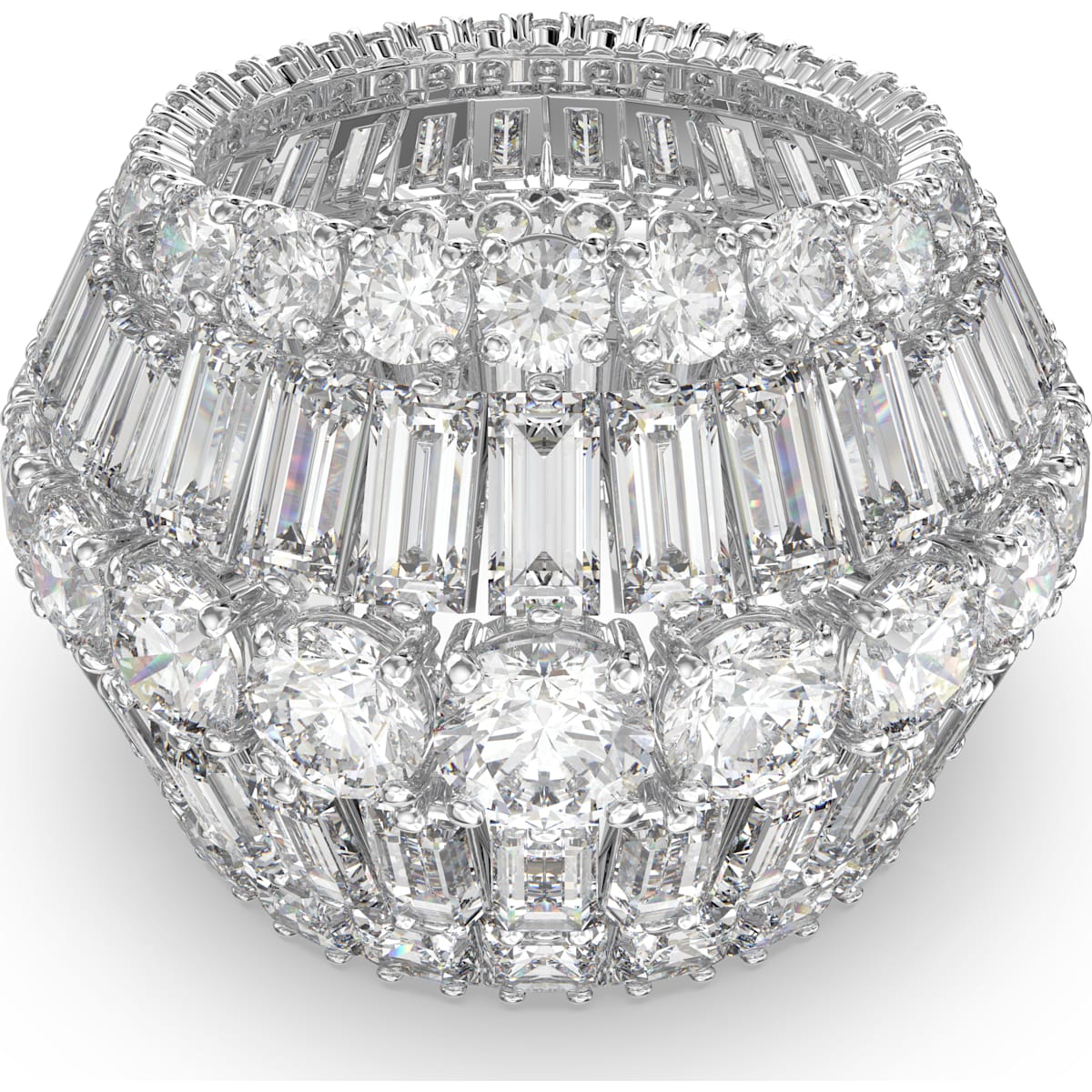 Swarovski - Hyperbola Cocktail Ring, Weiss, Rhodiniert - CRYSTAL UNTERBERGER