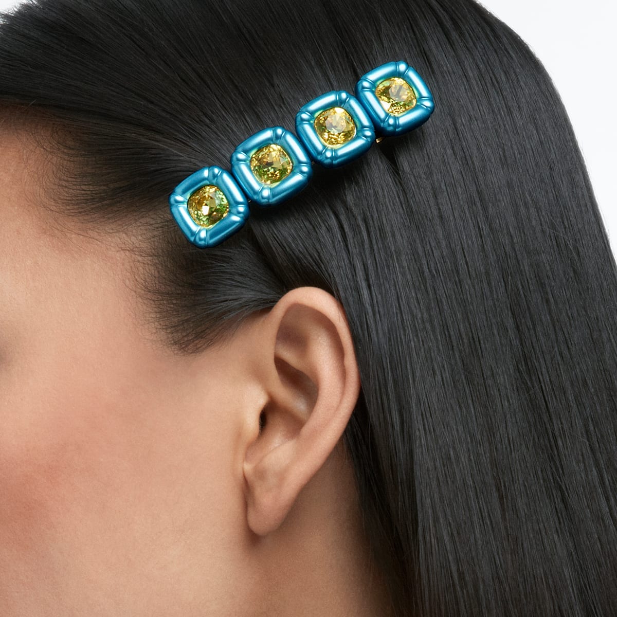Swarovski - DLC002 Haarclip, Kristalle im Kissenschliff, Blau, Goldlegierungsschicht - CRYSTAL UNTERBERGER