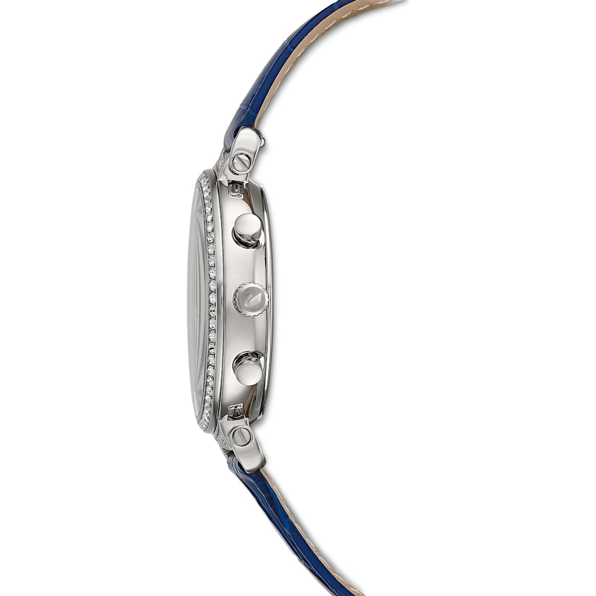 Swarovski - Passage Chrono Uhr, Lederarmband, Blau, Edelstahl - CRYSTAL UNTERBERGER