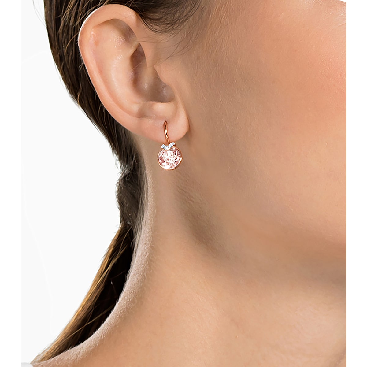 Swarovski - Bella V Ohrringe, Rund, Rosa, Rosegold-Legierungsschicht - CRYSTAL UNTERBERGER