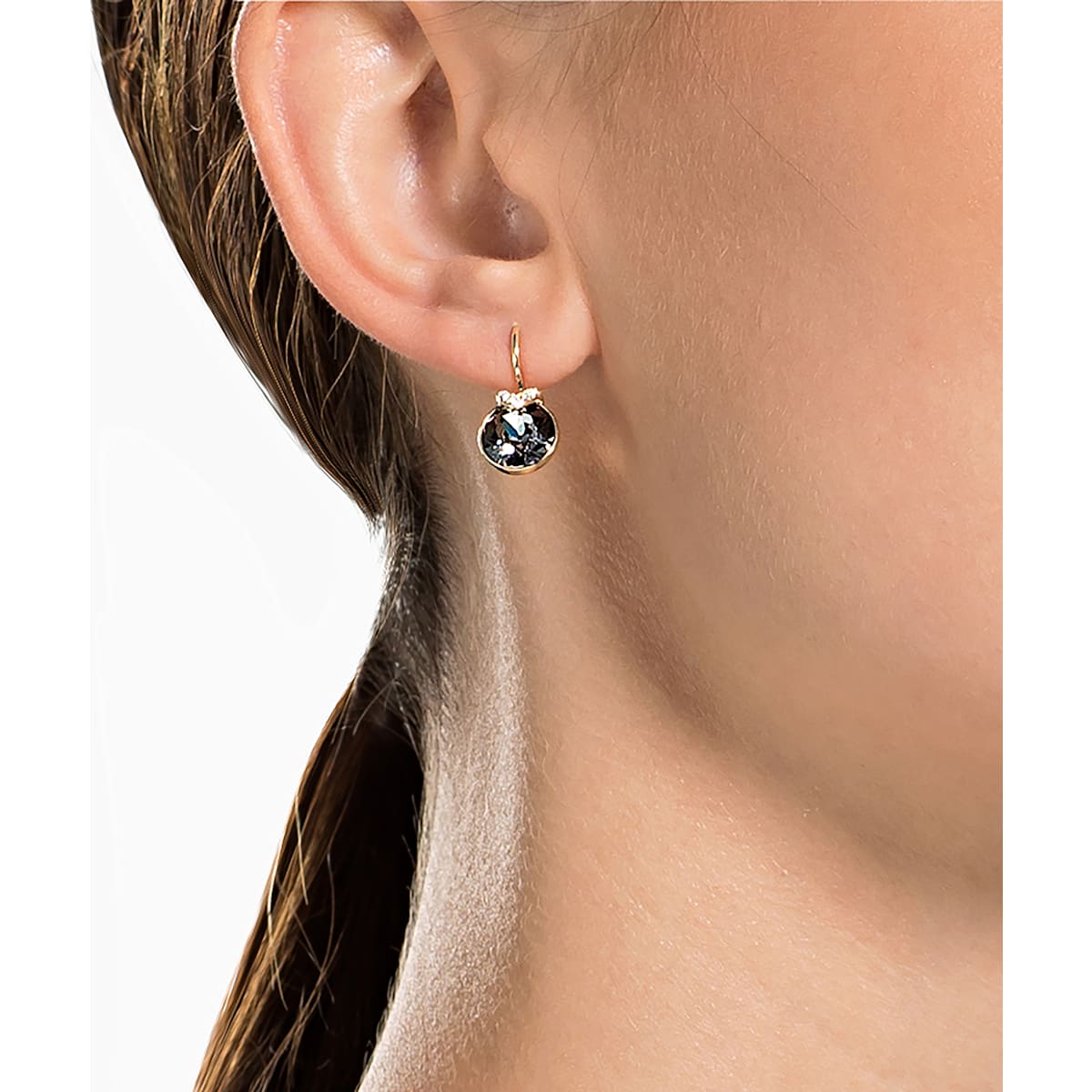 Swarovski - Bella V Ohrringe, Rund, Grau, Rosegold-Legierungsschicht - CRYSTAL UNTERBERGER