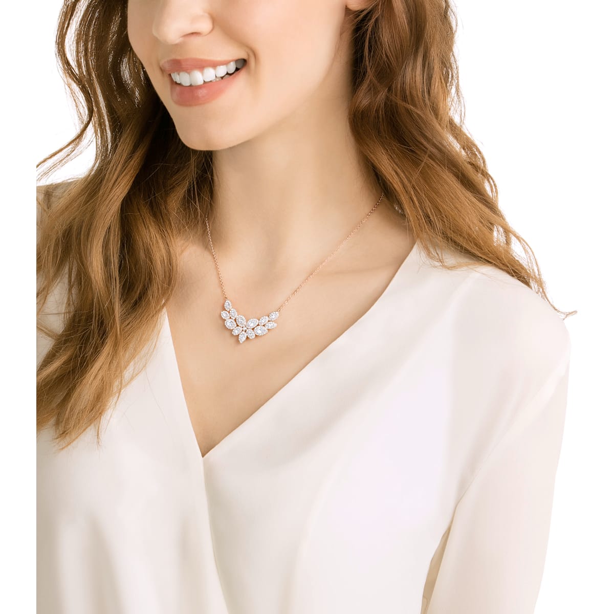Swarovski - Baron Halskette, Weiss, Rosegold-Legierungsschicht - CRYSTAL UNTERBERGER