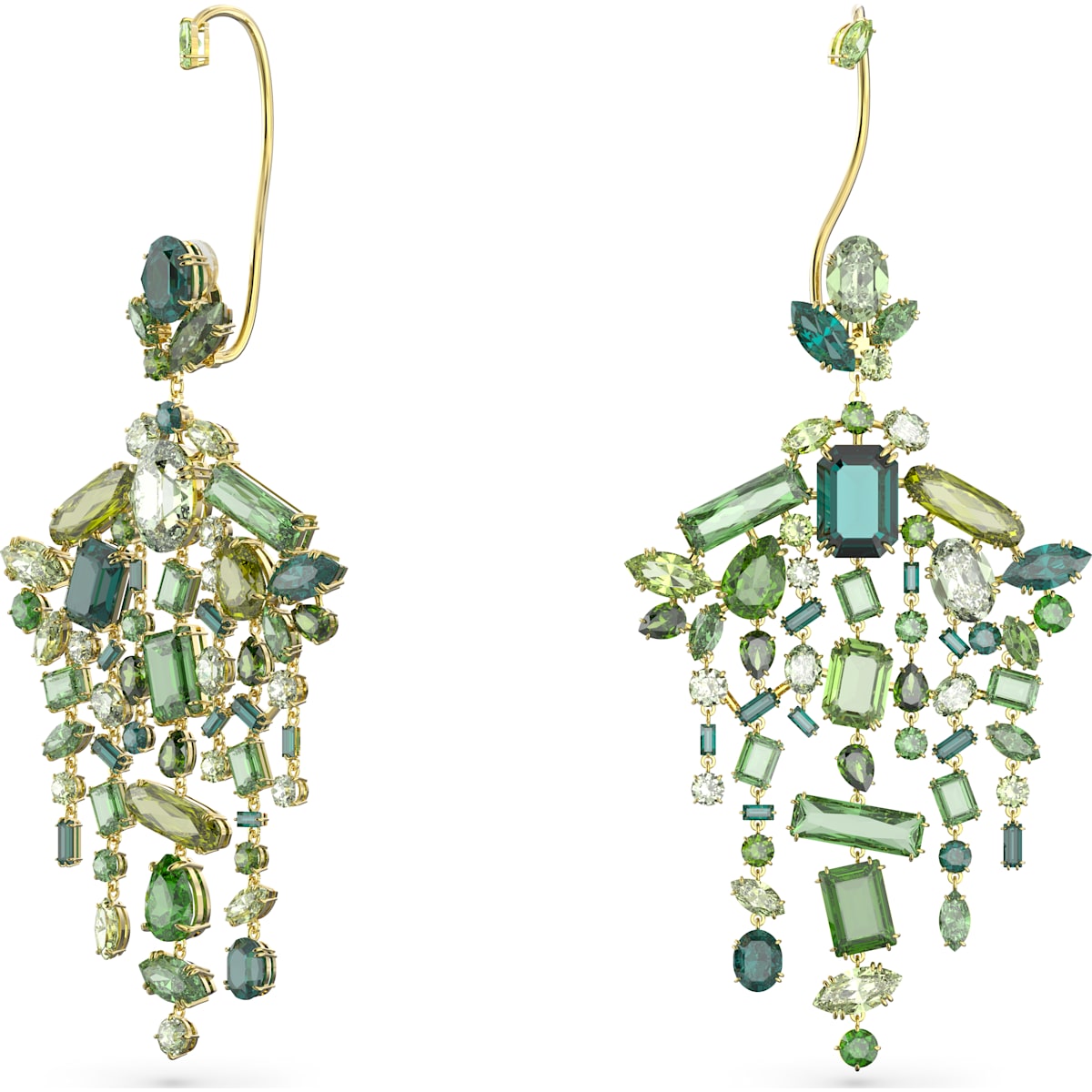 Swarovski - Gema Ohrringe, Chandelier-Ohrringe, Grün, Goldlegierungsschicht - CRYSTAL UNTERBERGER