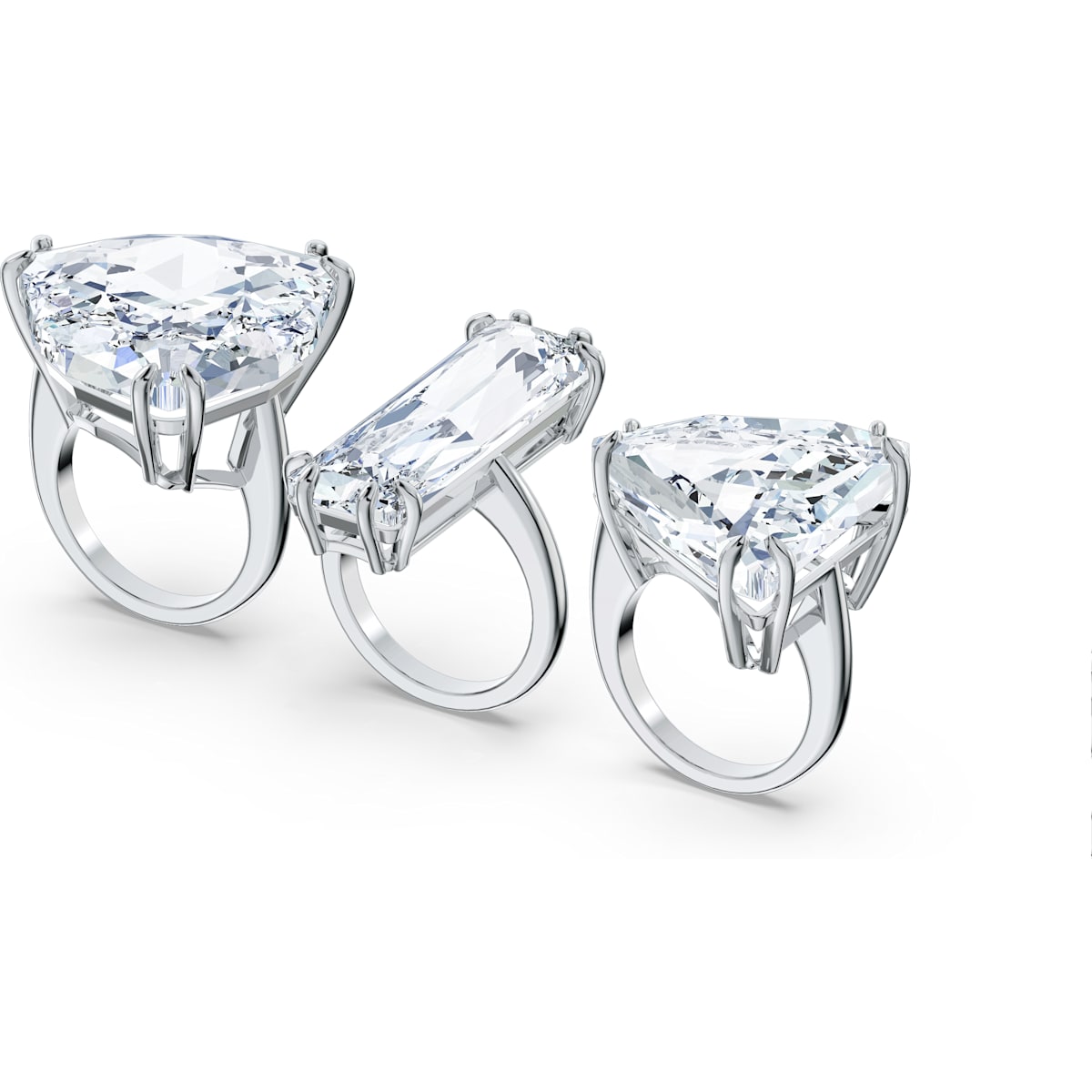 Swarovski - Mesmera Cocktail Ring, Set (3), Weiss, Rhodiniert - CRYSTAL UNTERBERGER