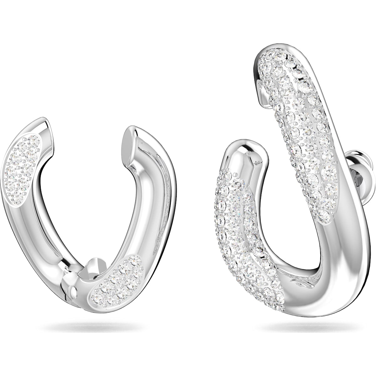 Swarovski - Dextera Ear Cuff, Einzel, Asymmetrisch, Set (2), Weiß, Rhodiniert - CRYSTAL UNTERBERGER
