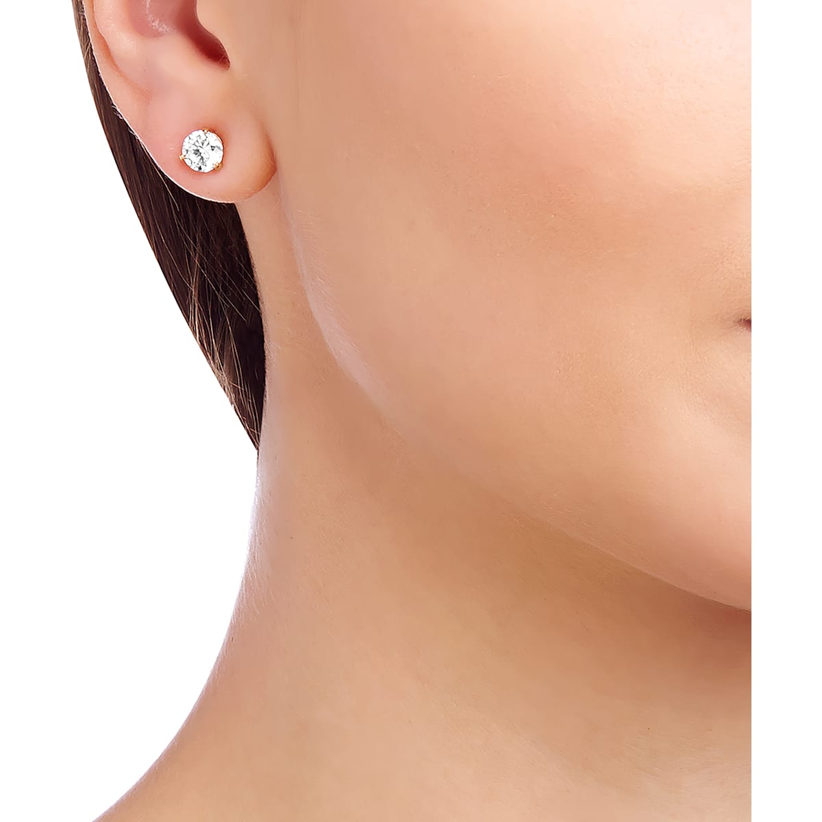 Swarovski - Solitaire Ohrstecker, Weiss, Rosegold-Legierungsschicht - CRYSTAL UNTERBERGER