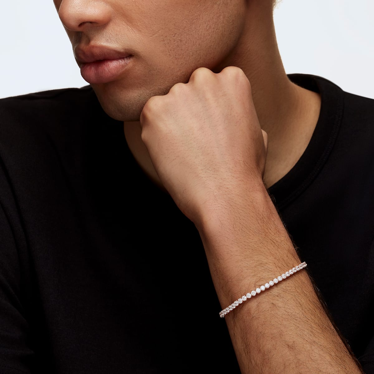 Swarovski - Tennis Deluxe Armband, Kristalle im Rundschliff, Weiß, Rosegold-Legierungsschicht - CRYSTAL UNTERBERGER