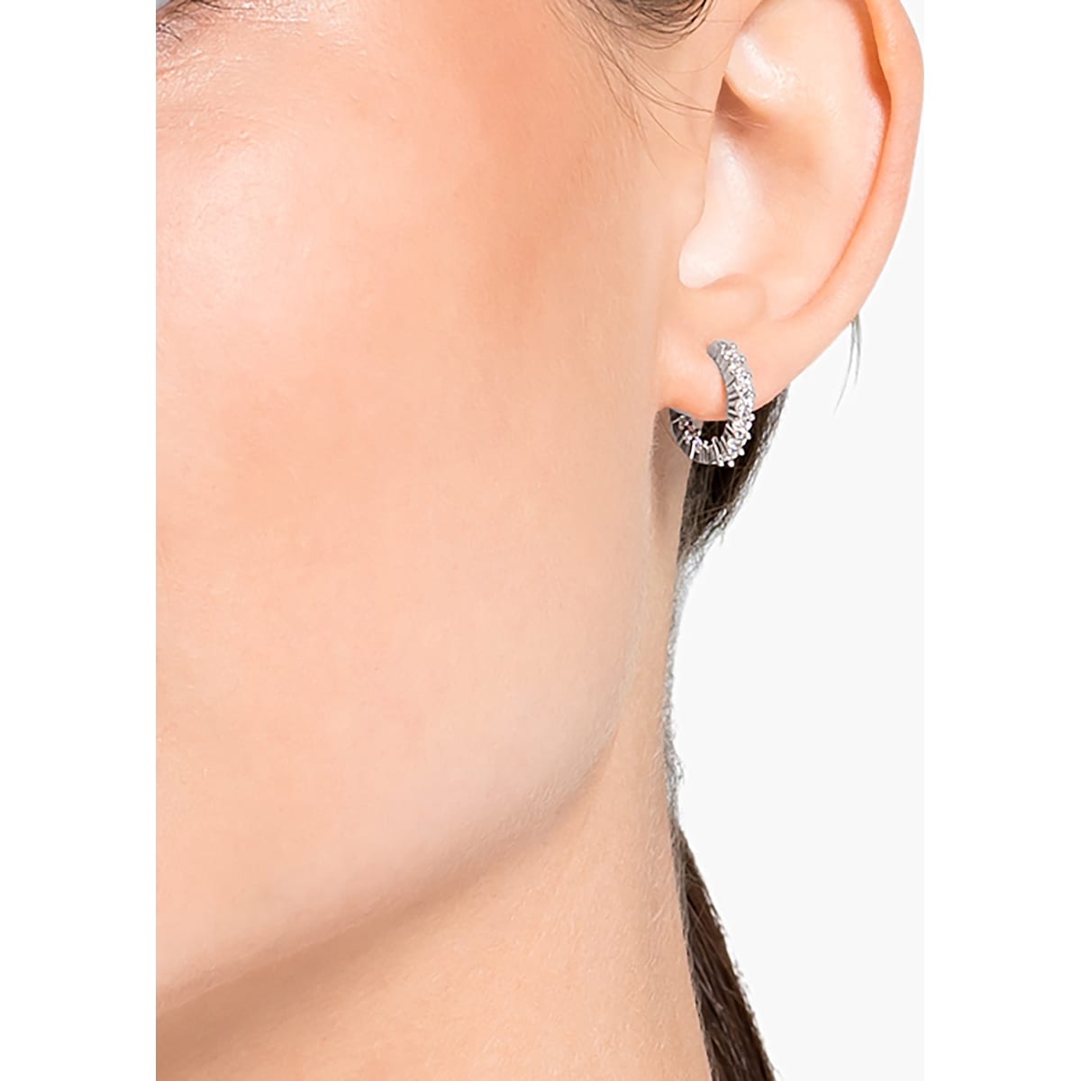 Swarovski - Vittore Kreolen, Weiss, Rhodiniert - CRYSTAL UNTERBERGER