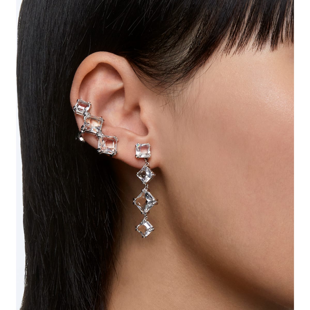 Swarovski - Millenia Ear Cuff, Weiss, Rhodiniert - CRYSTAL UNTERBERGER